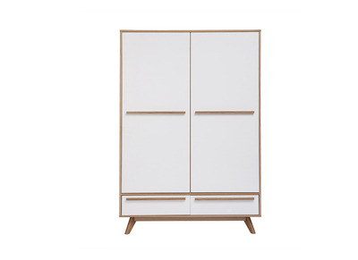 Armoire design avec penderie finition bois clair et blanc mat L120 cm HELIA