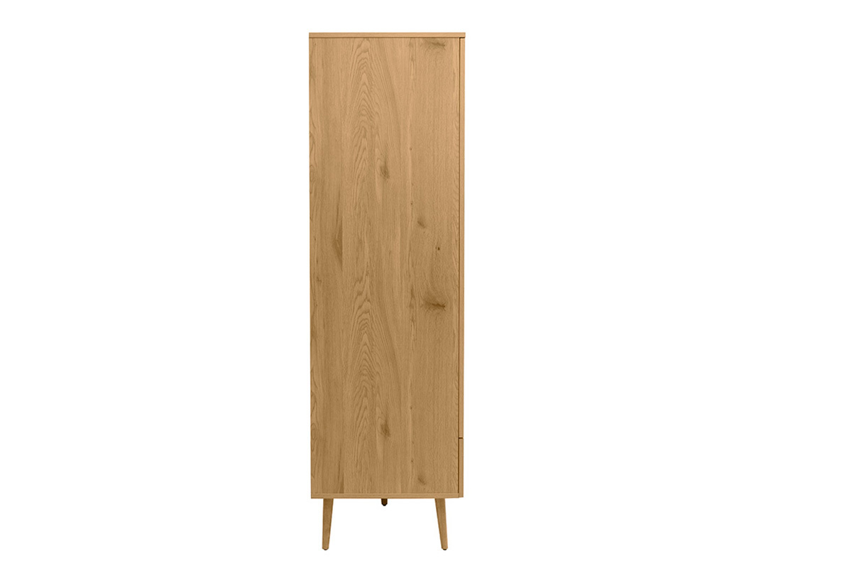 Armoire finition bois clair, cannage en rotin et m�tal noir L100 cm MANILLE