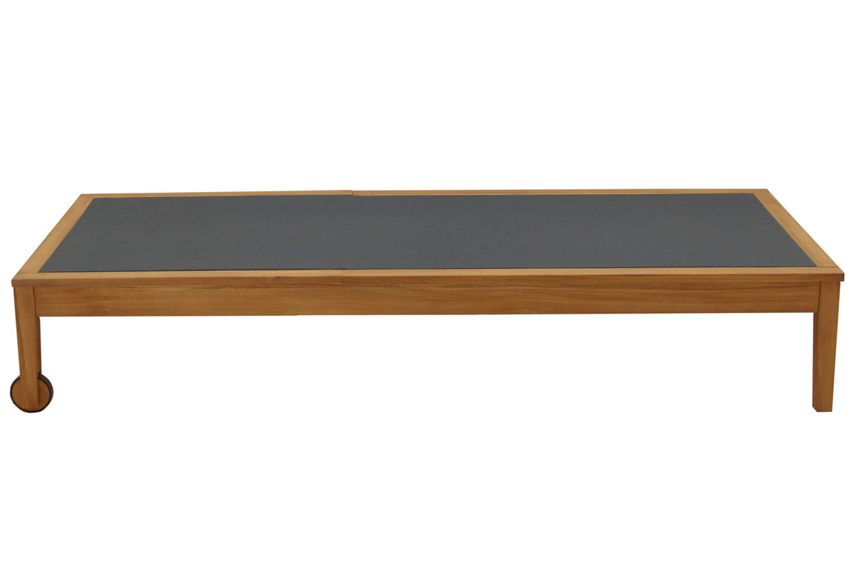 Bain de soleil gris fonc� et bois massif NAVEEN