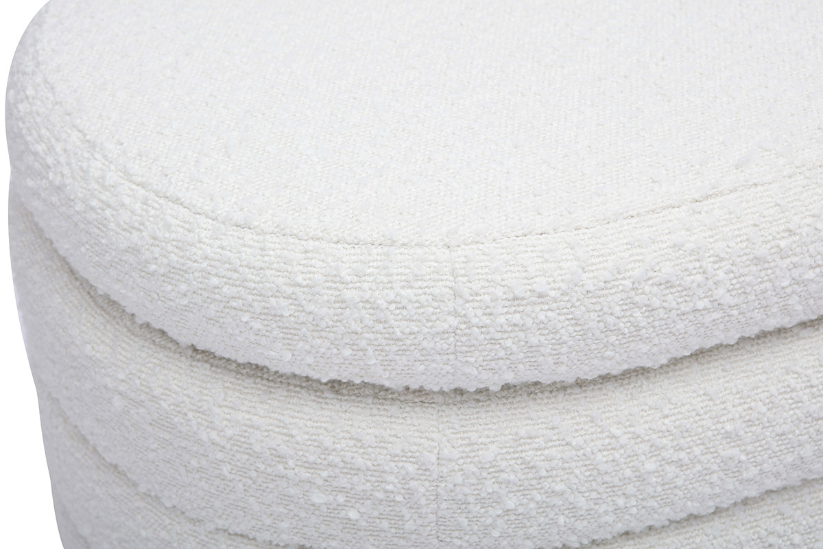 Banc coffre en tissu effet laine boucl�e blanc L125 cm NAVY