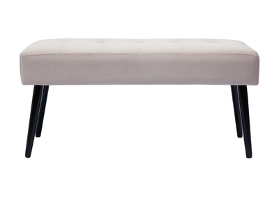 Banc design capitonn&eacute; en tissu velours taupe et m&eacute;tal noir L96 cm GUESTA