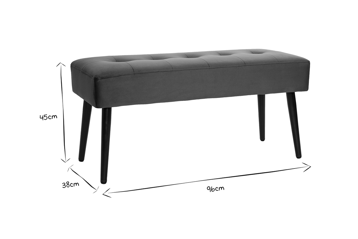 Banc design capitonn� en velours terre br�l�e et m�tal noir L95 cm GUESTA