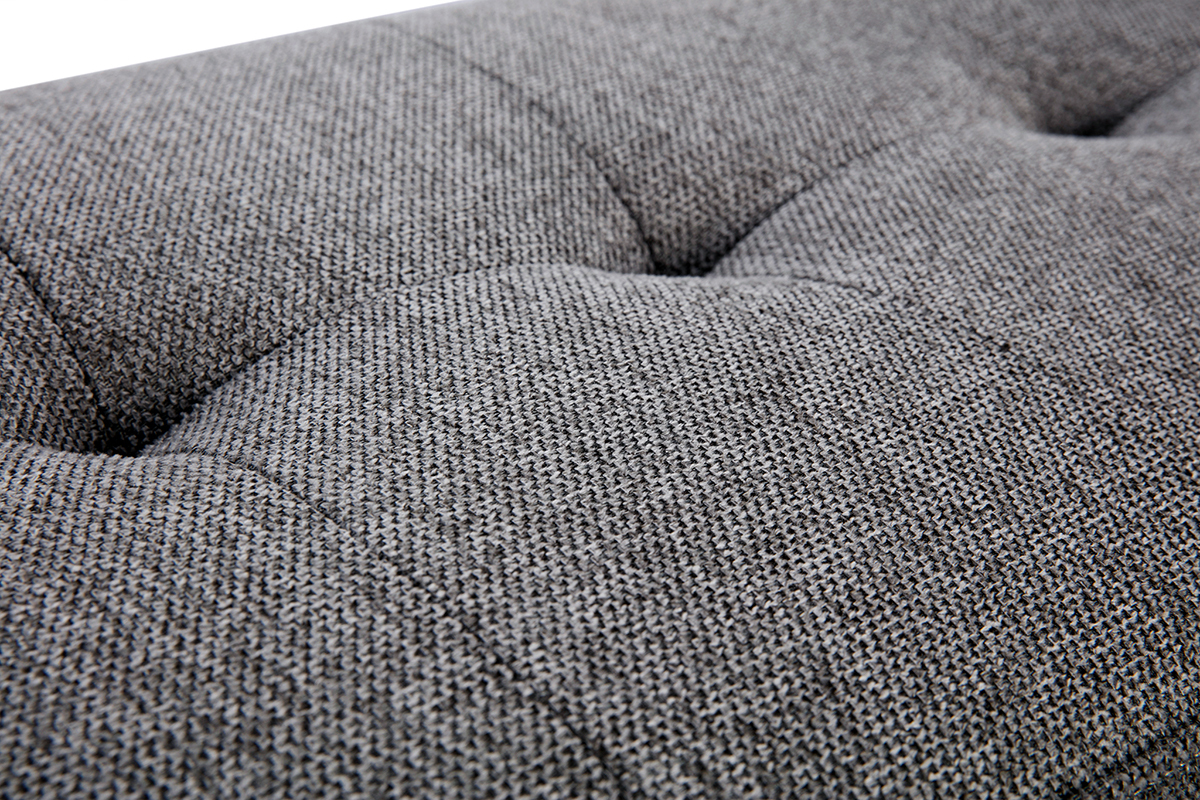 Banc scandinave capitonn� en tissu effet velours textur� gris fonc� et bois clair L96 cm GUESTA