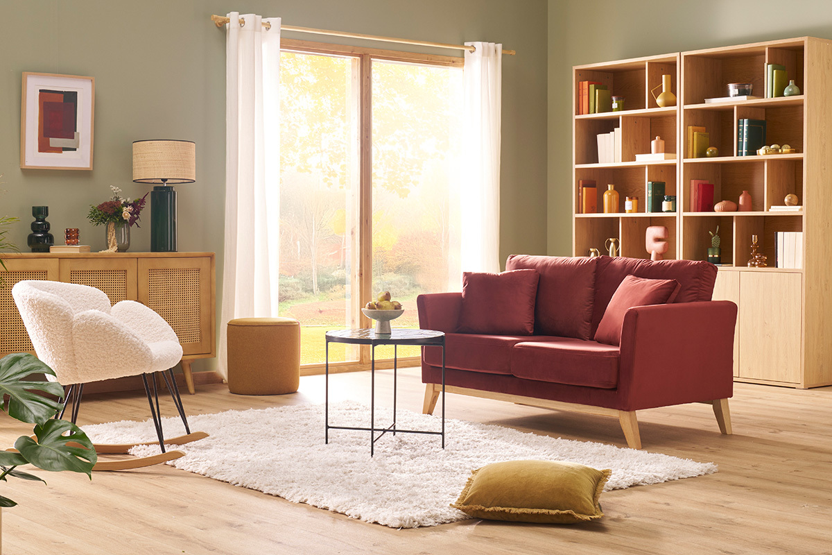 Biblioth�que finition bois clair ch�ne L92 cm NAGANO