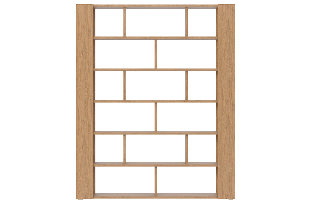 Biblioth�que multi casiers design finition bois clair ch�ne L168 cm MUSSO