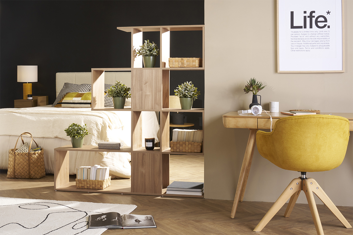 Biblioth�que ouverte s�parateur design blanc laqu� brillant L139 cm COMO