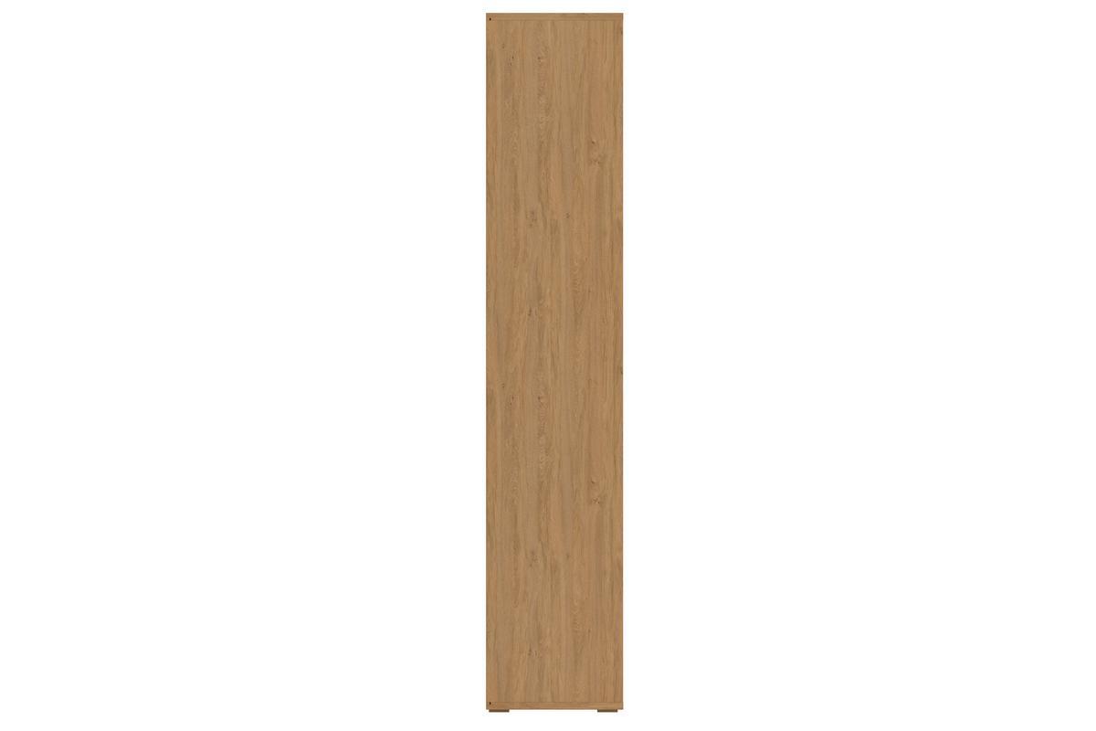 Biblioth�que scandinave bois clair, vue de profil.