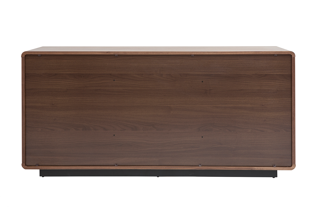 Buffet design en bois fonc� noyer 3 portes 3 tiroirs L160 cm JAKO