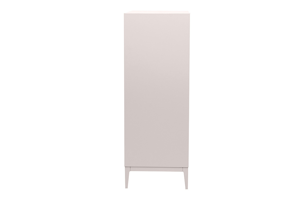 Buffet haut beige laqu� mat 2 portes 1 tiroir, vue de profil, L90 cm GRAY.