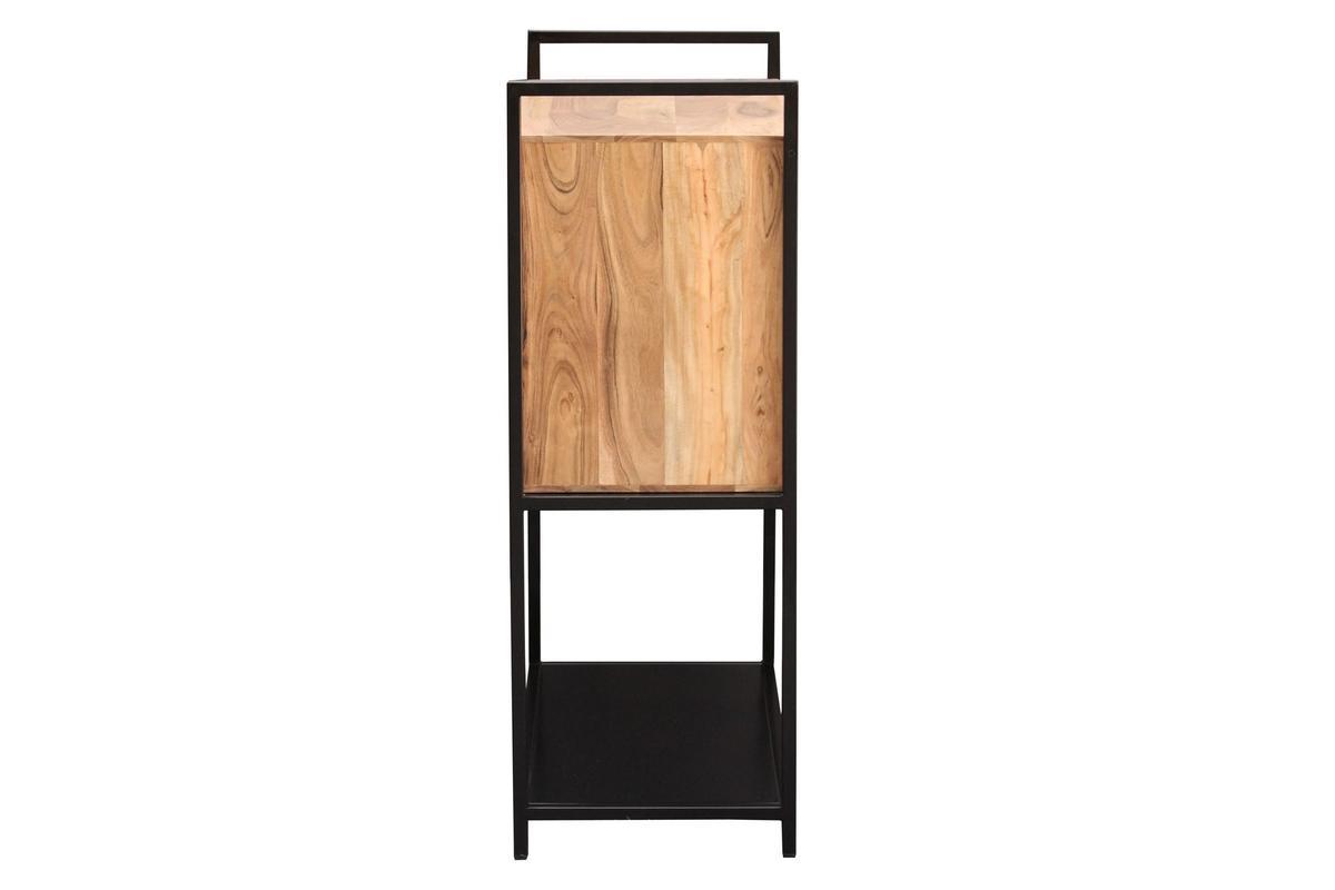 Buffet haut en bois massif et m�tal noir 2 portes L85 cm ARTHUS