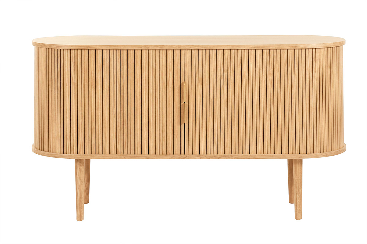 Buffet vintage en bois clair ch�ne 2 portes coulissantes L138 cm EPIC