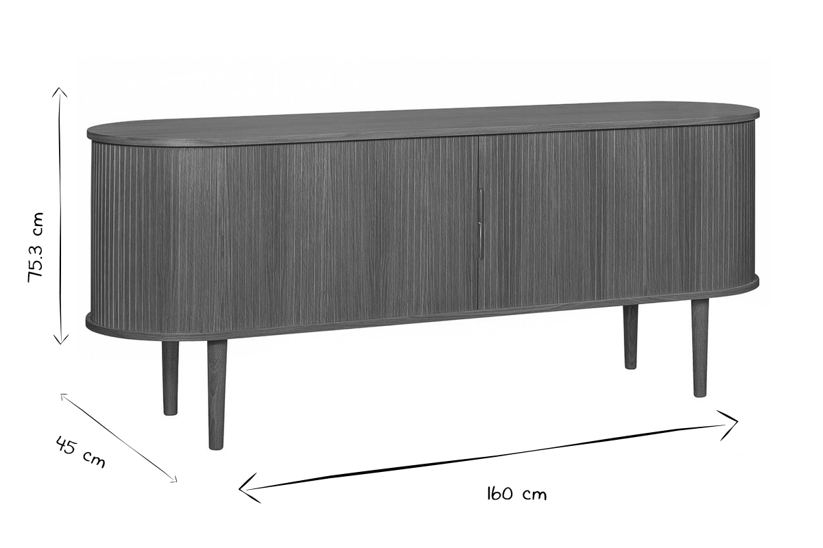 Buffet vintage en bois clair ch�ne 2 portes coulissantes L160 cm EPIC