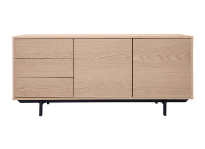 Buffet vintage finition bois ch&ecirc;ne 2 portes 3 tiroirs L160 cm MANNY