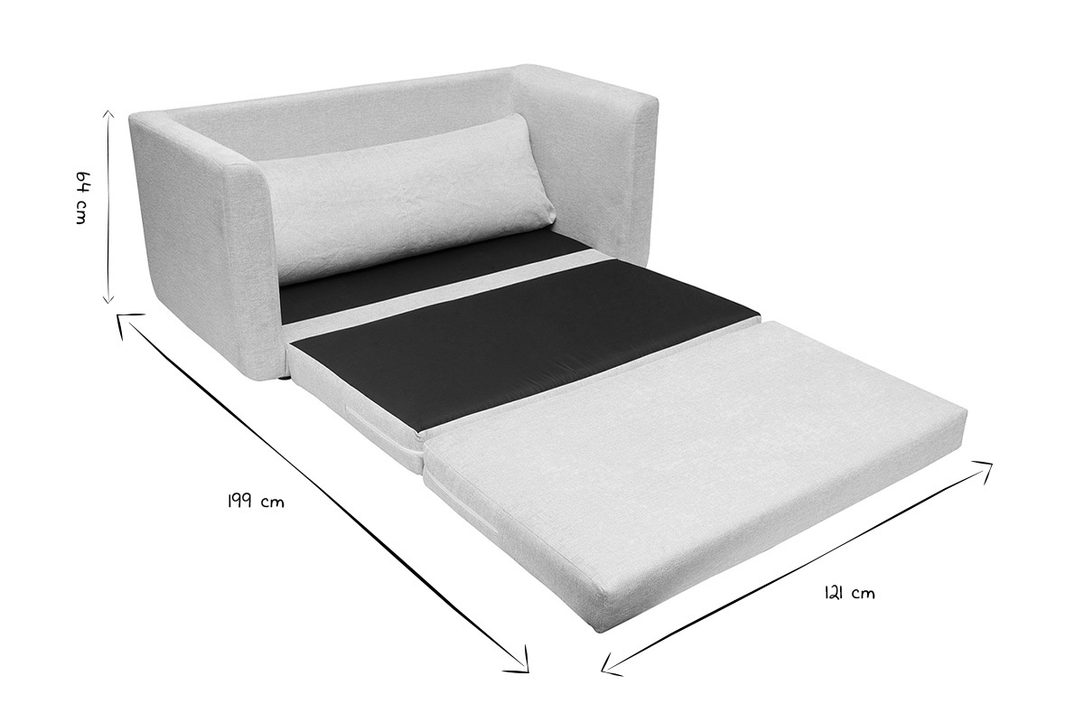 Canap� convertible 2 places en tissu effet velours textur� beige LEON