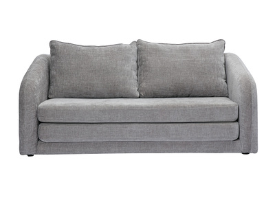 Canap&eacute; convertible 2 places en tissu effet velours textur&eacute; gris MAHAUT