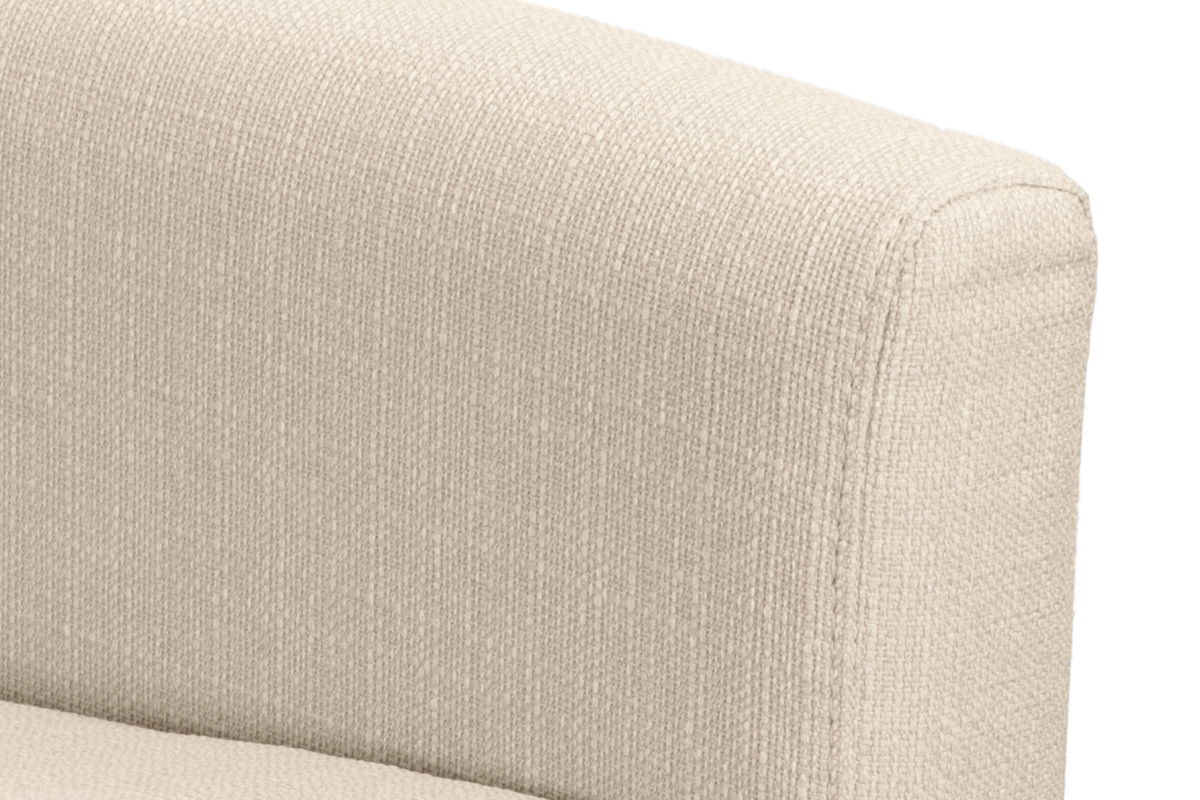 Canap� convertible 3 places en tissu beige et bois clair avec matelas 13 cm SKANDY