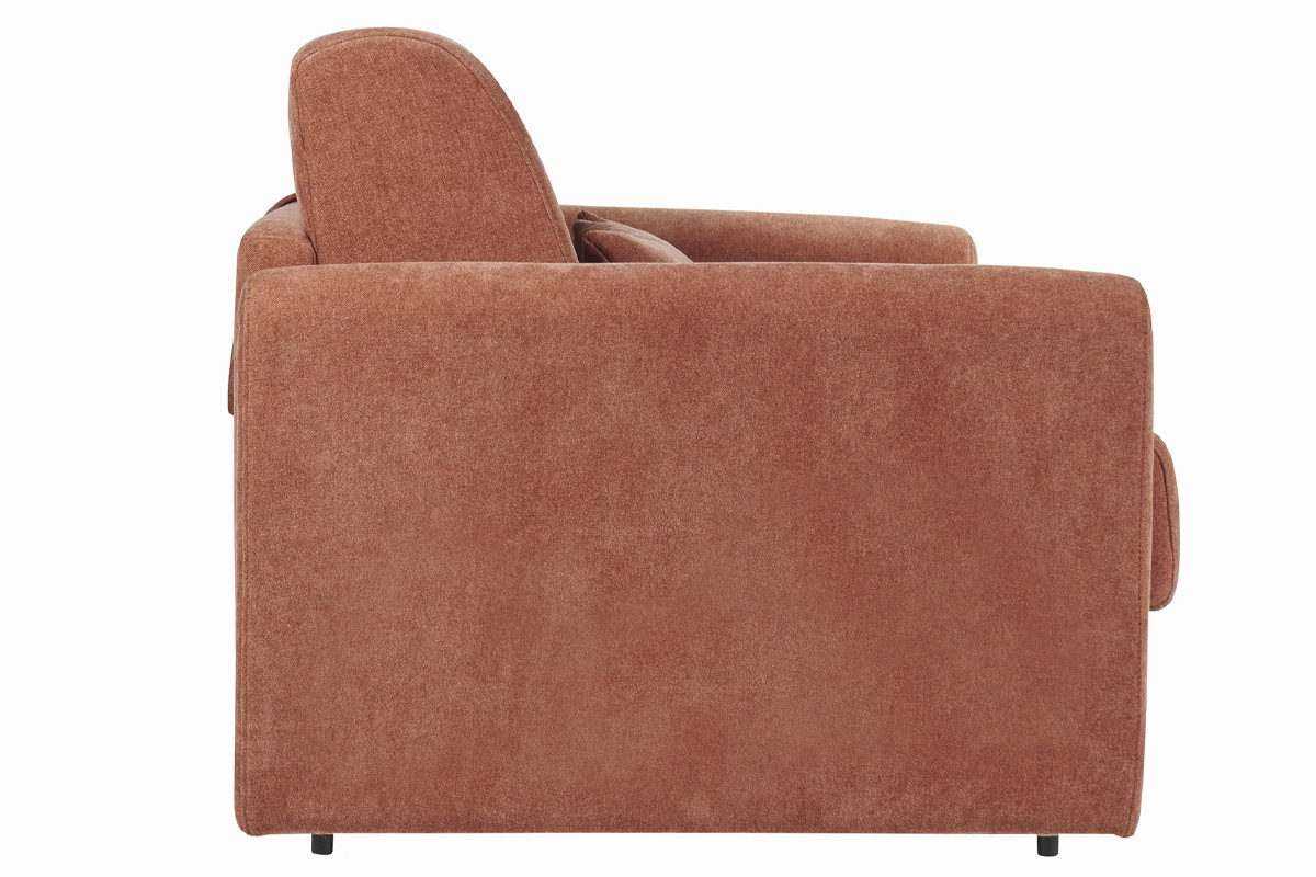 Canap� convertible 3 places en tissu effet velours terre br�l�e avec matelas 13 cm LETTO