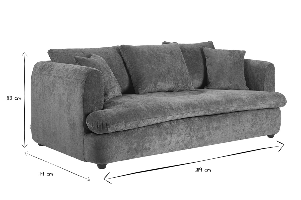 Canap� convertible d�houssable vert kaki, dimensions 219 cm x 114 cm x 83 cm, en noir et blanc.