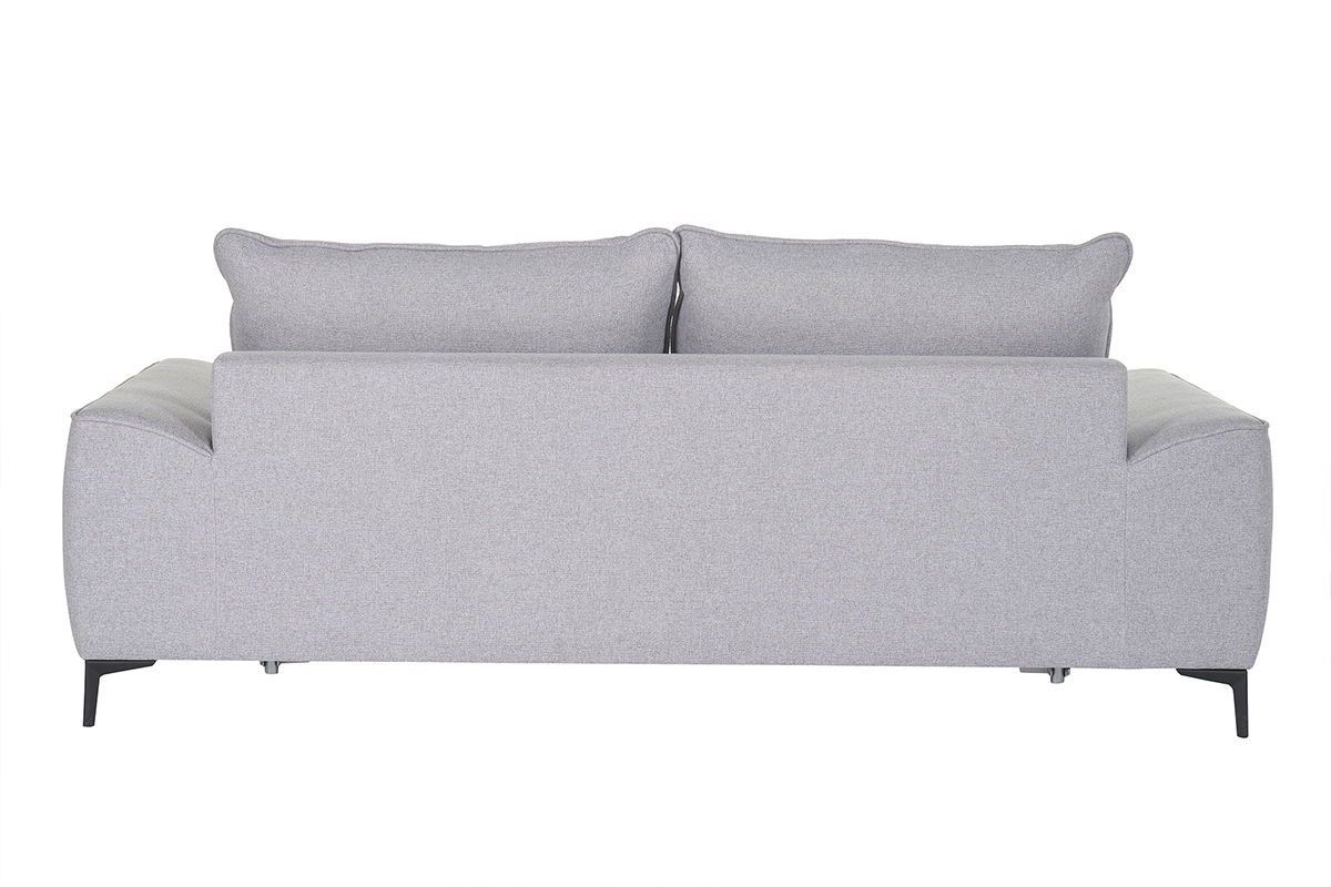 Canap� convertible design 3 places en tissu gris et m�tal noir GAEL
