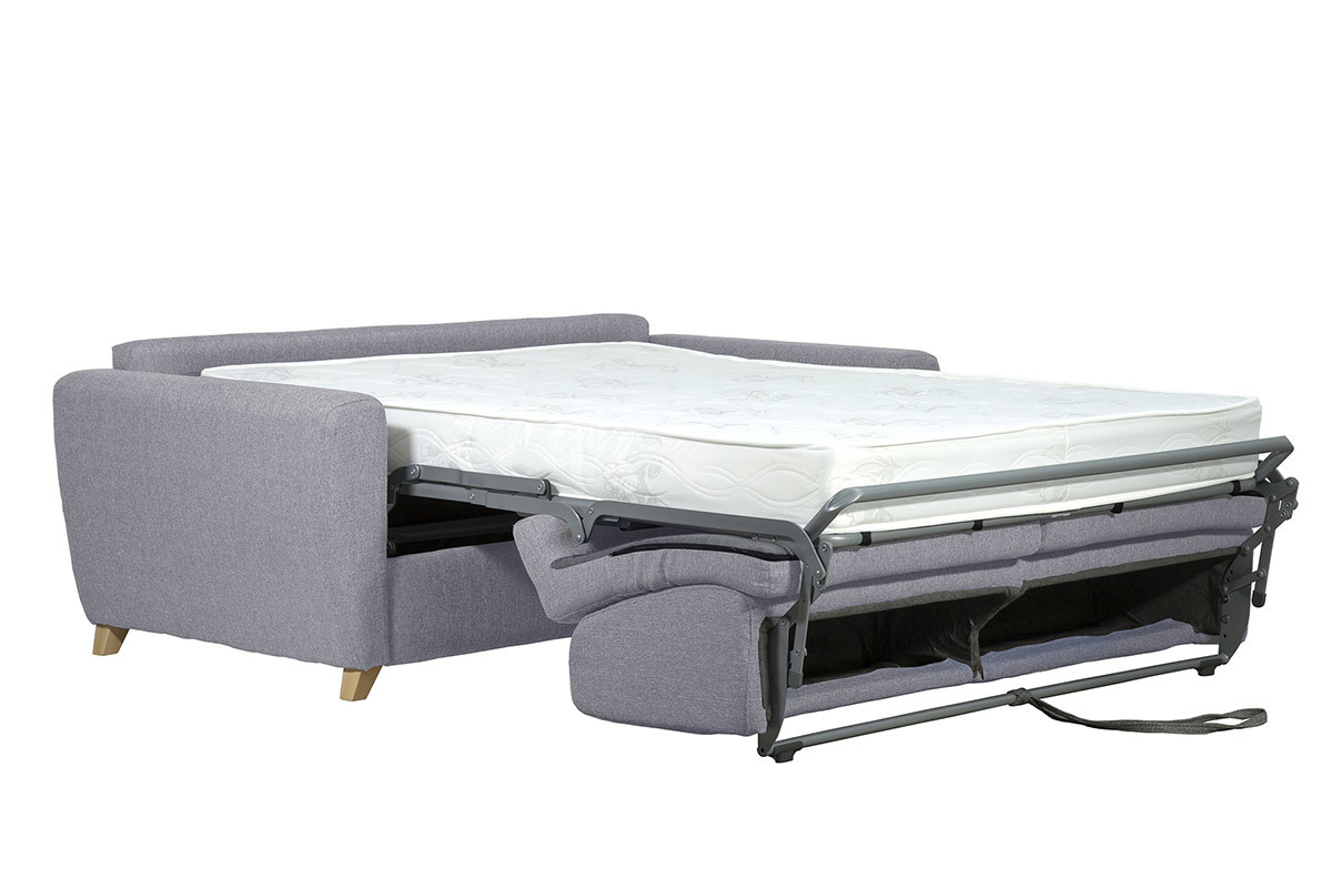 Canap� convertible GRAHAM en tissu gris clair avec matelas de 18 cm, vue de c�t�