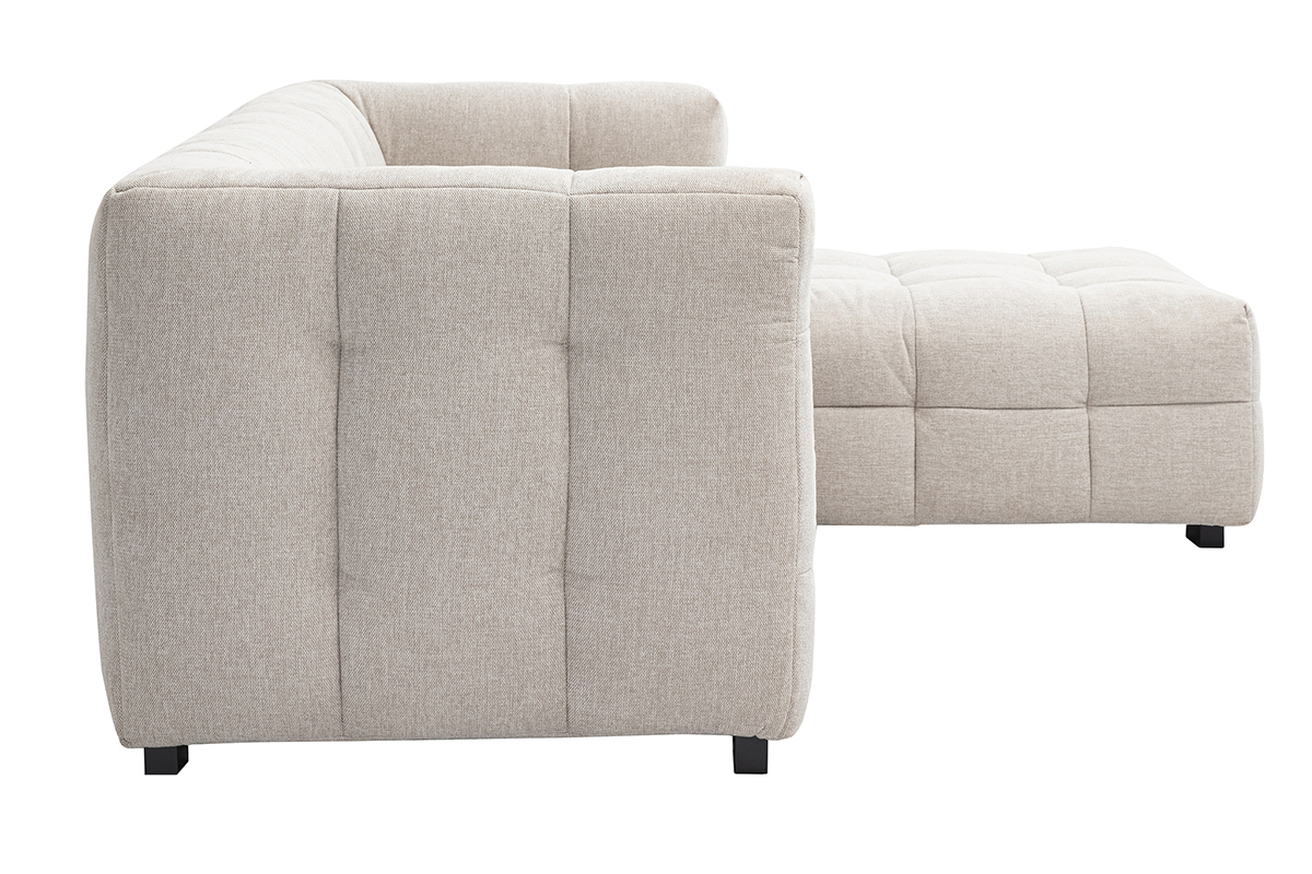 Canap� d'angle droit 3 places en tissu effet velours beige