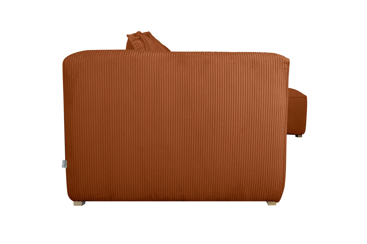 Canap� d'angle droit design en tissu velours c�tel� terre br�l�e 3-4 places PANAM