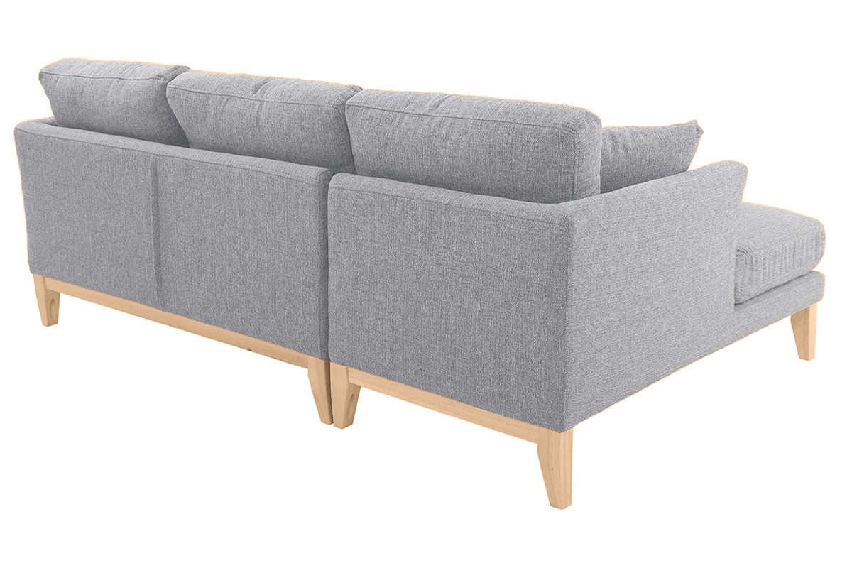 Canap� d'angle gauche d�houssable scandinave 3-4 places en tissu gris clair et bois clair OSLO