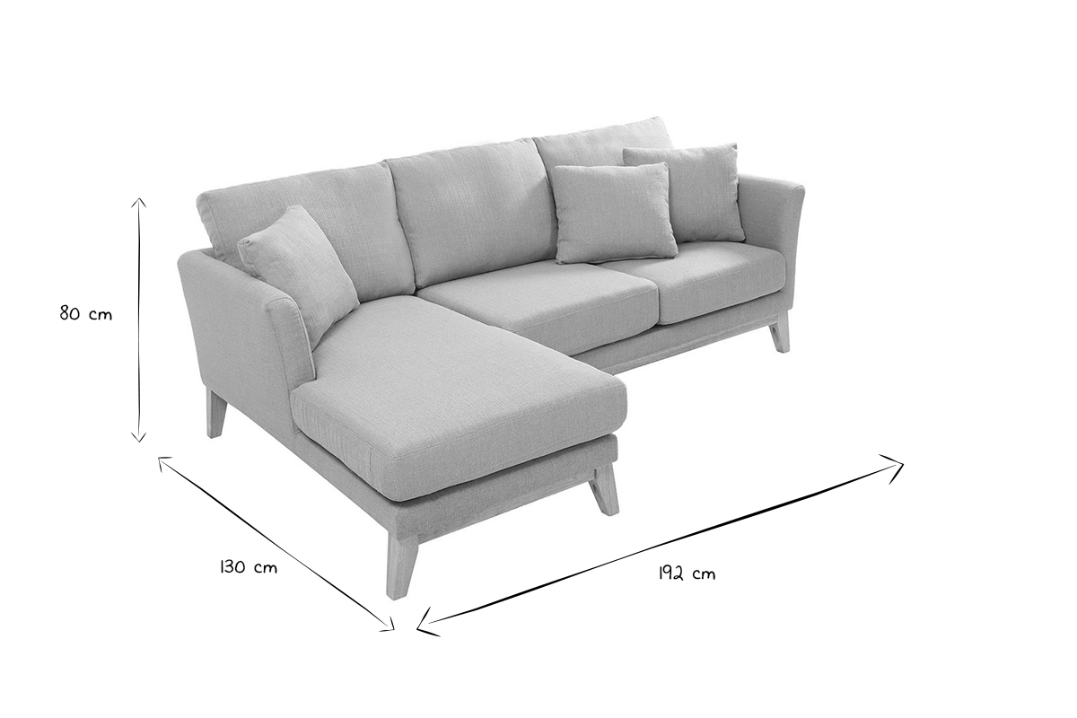 Canap� d'angle gauche d�houssable scandinave en tissu vert lagon et bois clair 3-4 places OSLO