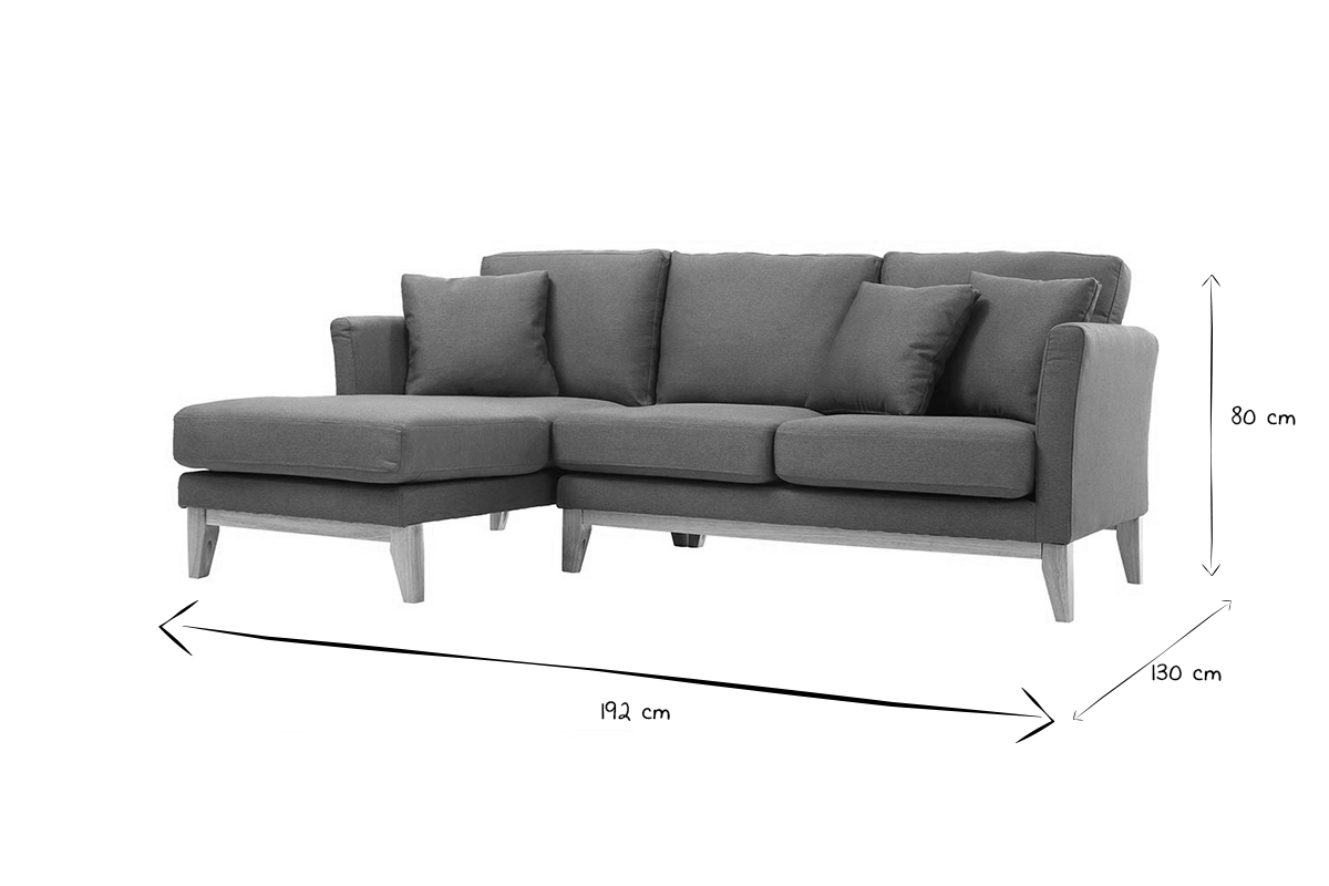 Canap� d'angle gauche noir et blanc dimensions L192 x P130 x H80 cm.