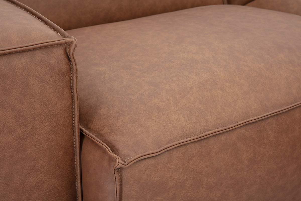 Zoom canap� en cuir marron