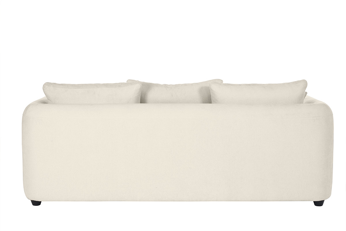 Canap� d�houssable 3-4 places design haricot en tissu effet velours beige clair SACHA