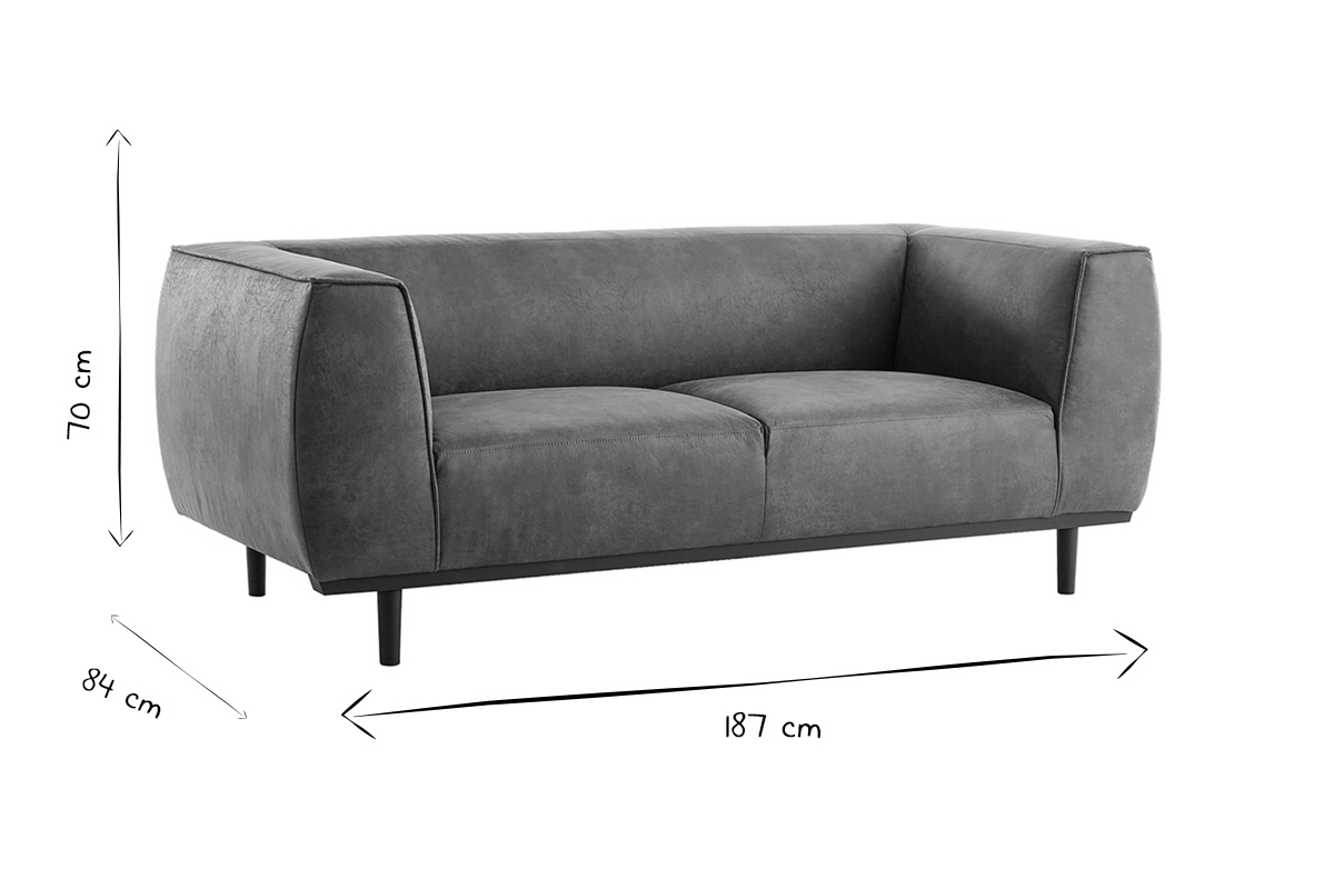 Canap� design 2-3 places en cuir aspect vieilli marron cognac MORRIS