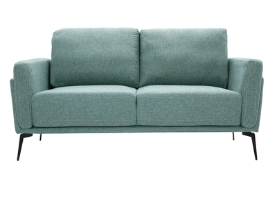 Canap&eacute; design 2 places en tissu vert de gris et m&eacute;tal noir MOSCO