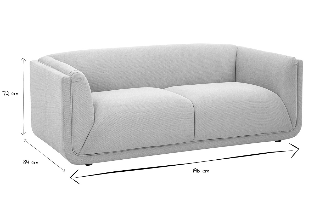 Canap� 3 places en noir et blanc, dimensions 196x84x72 cm.