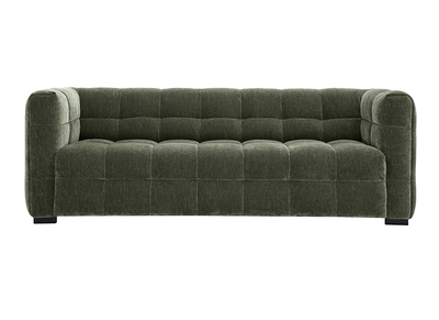 Canap&eacute; design 3 places en tissu effet velours vert kaki CORTO