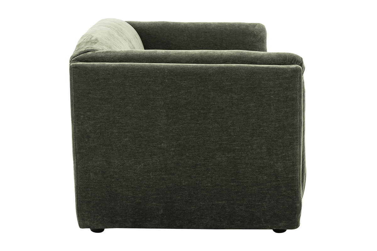 Canap� 3 places vert kaki, vue lat�rale.