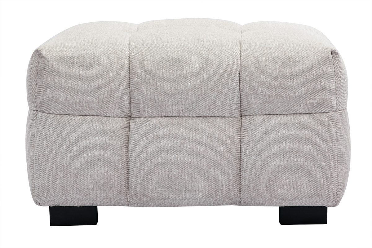 Canap� design 3 places et repose-pieds en tissu effet velours textur� beige CORTO