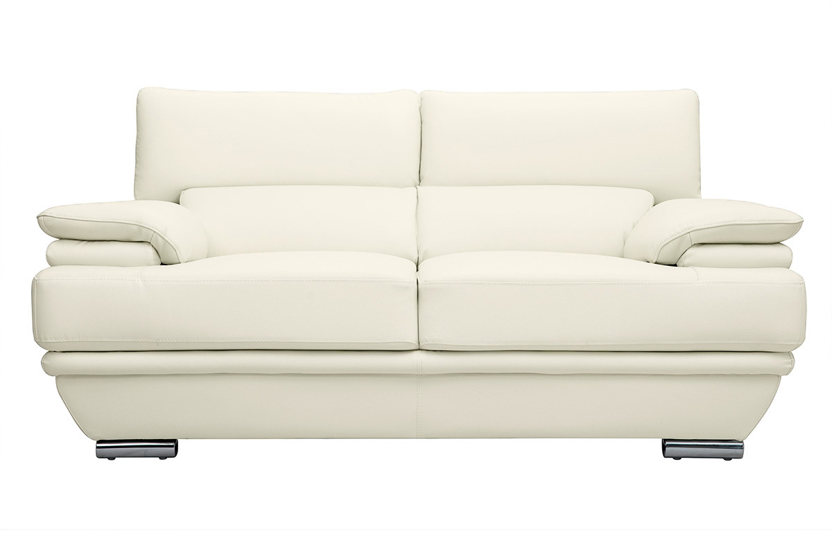 Canap� design avec t�ti�res ajustables 2 places cuir blanc et acier chrom� EWING