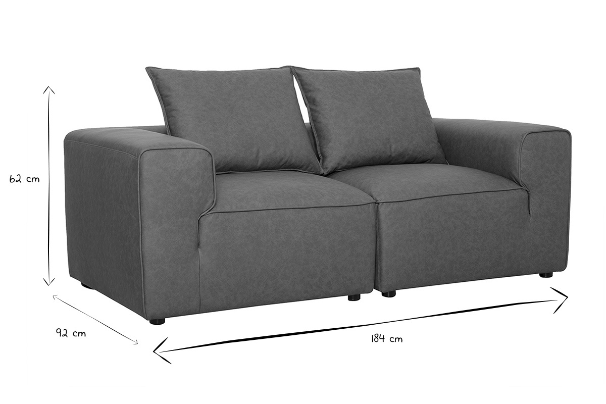 Canap� modulable 2 places en cuir marron FERGUS