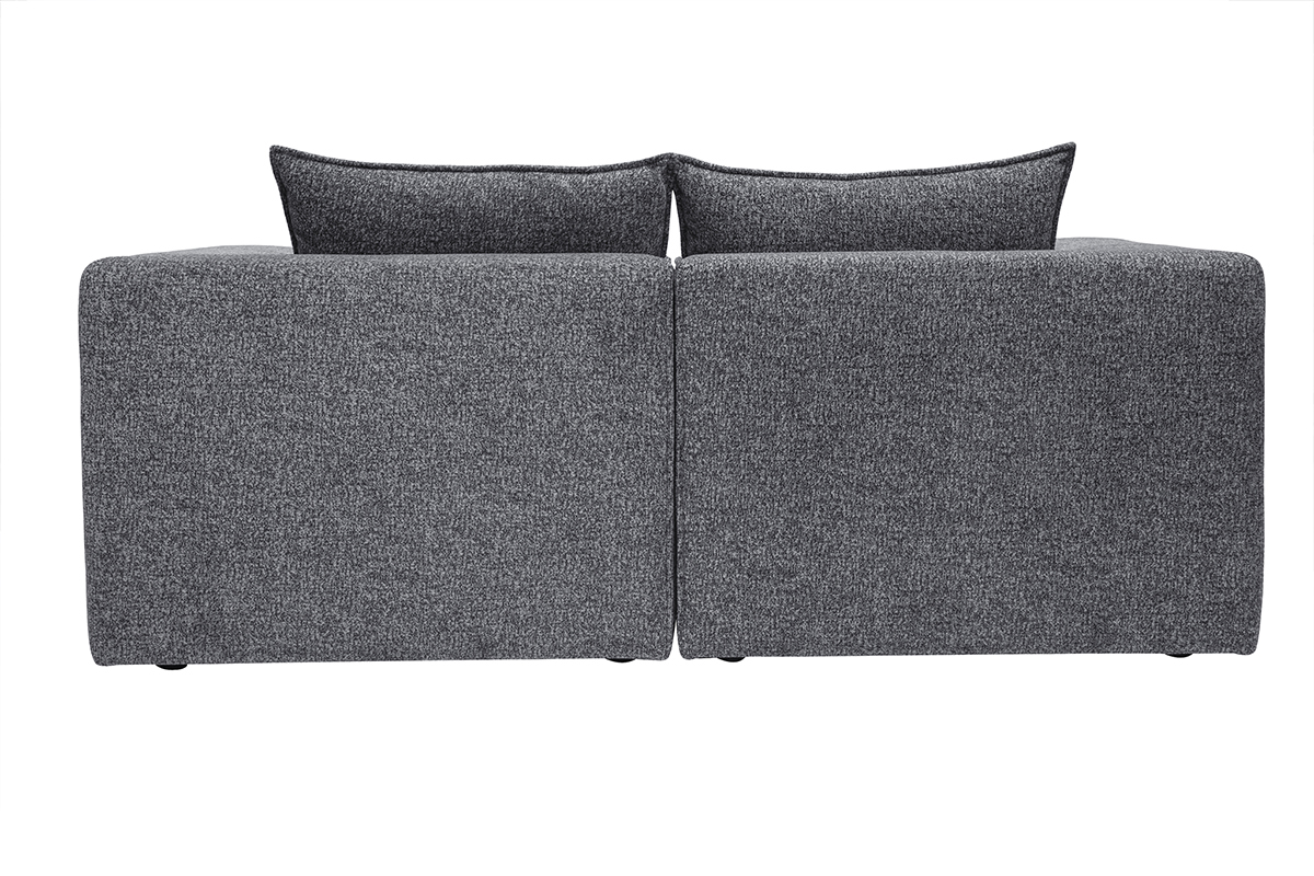 Canap� modulable 2 places en tissu chin� gris fonc� KERRY