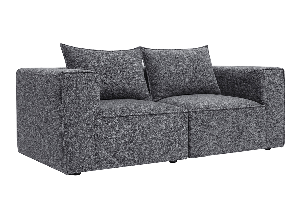 Canap� modulable 2 places en tissu chin� gris fonc� KERRY