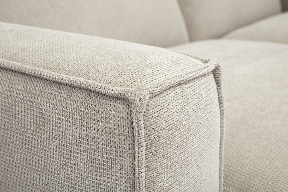 Canap� modulable 3 places en tissu effet velours textur� beige SPLIT