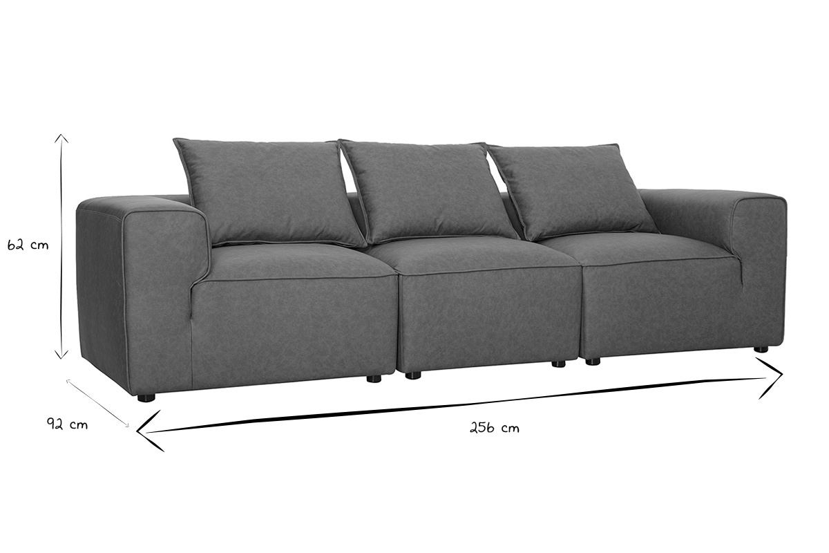 Canap� modulable 4 places en cuir marron FERGUS