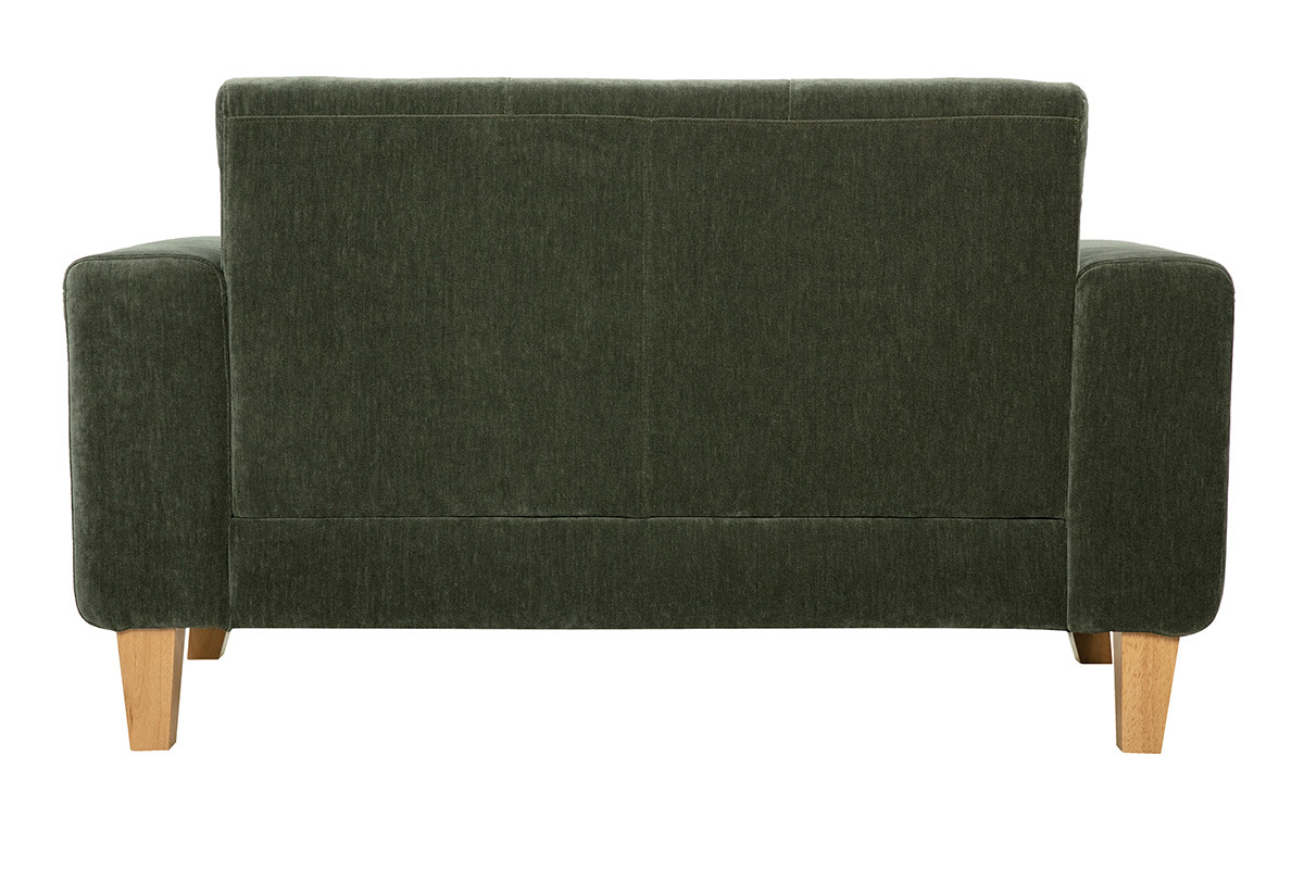 Canap� 2 places en tissu vert kaki, vue arri�re.