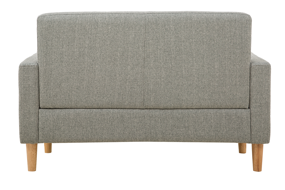 Canap� scandinave 2 places gris et bois clair vu de dos.