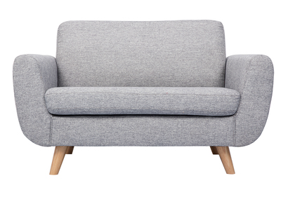 Canap&eacute; scandinave 2 places en tissu gris et bois clair PURE