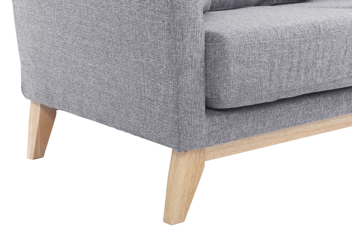 Canap� scandinave d�houssable 2 places en tissu gris clair et bois clair OSLO