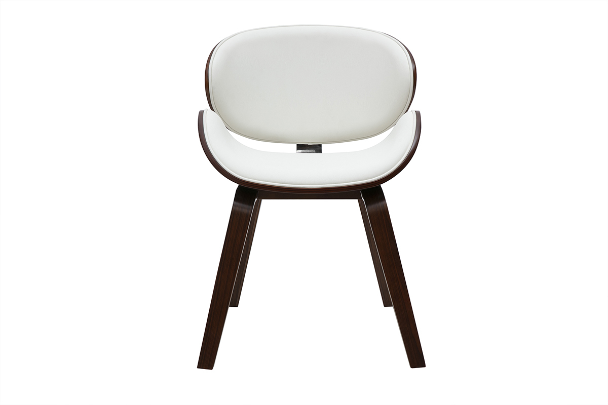 Chaise design blanche et bois fonc� noyer WALNUT r�tro-chic