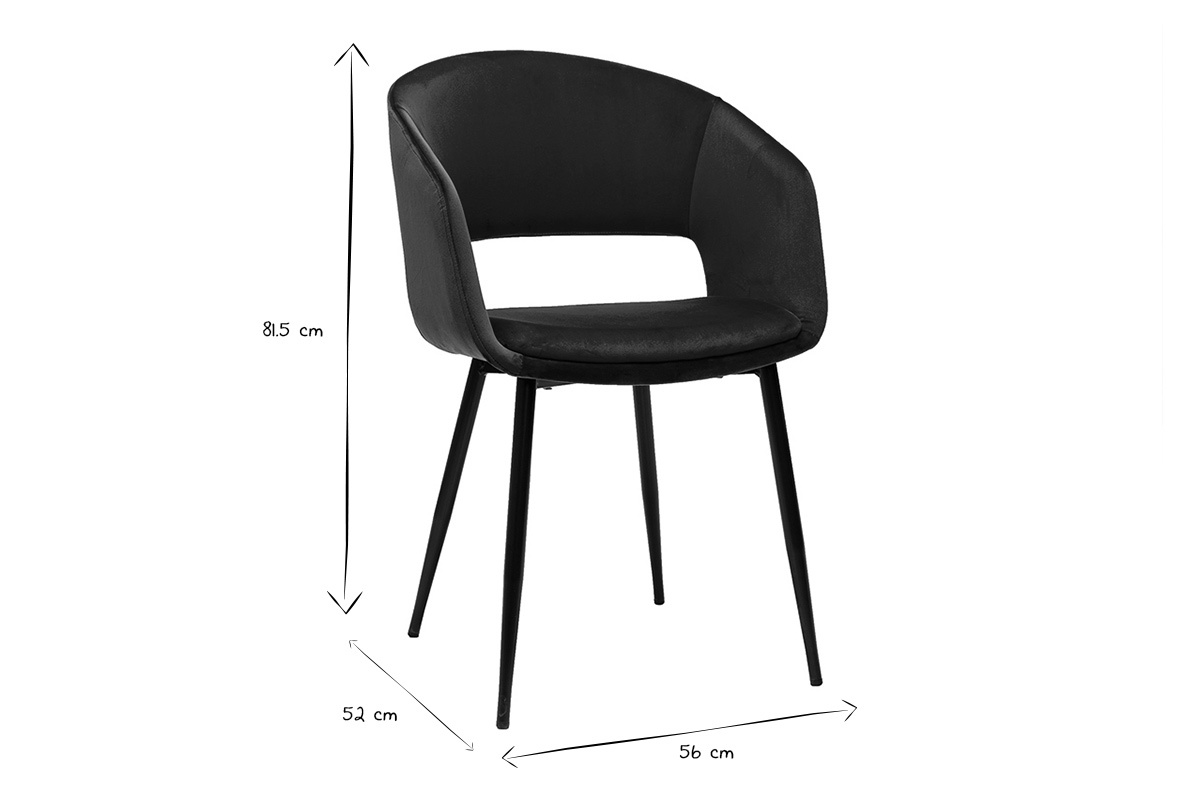 Chaise design en tissu velours bleu p�trole et m�tal noir PRISMA