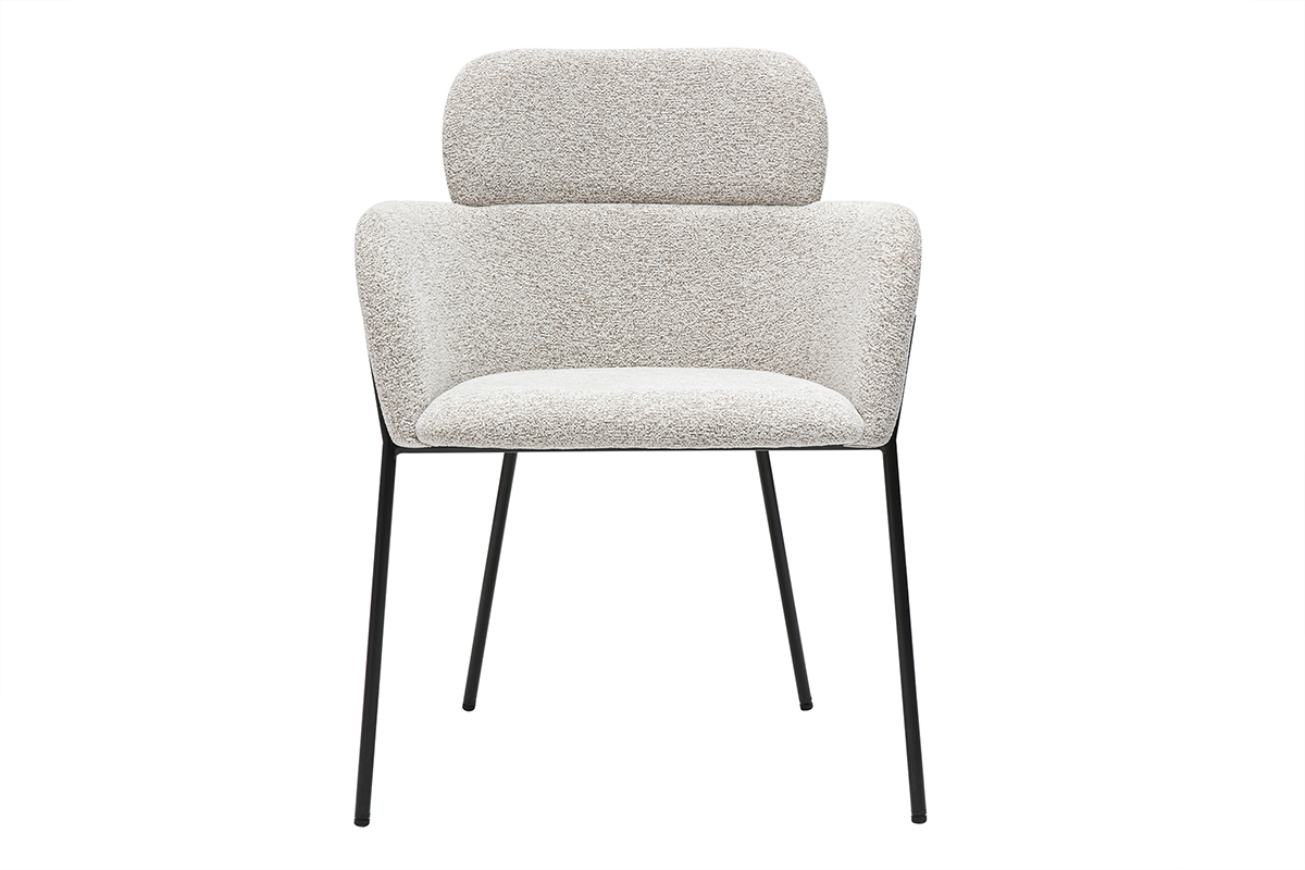 Chaise en tissu beige effet velours avec structure en m�tal noir TULUM